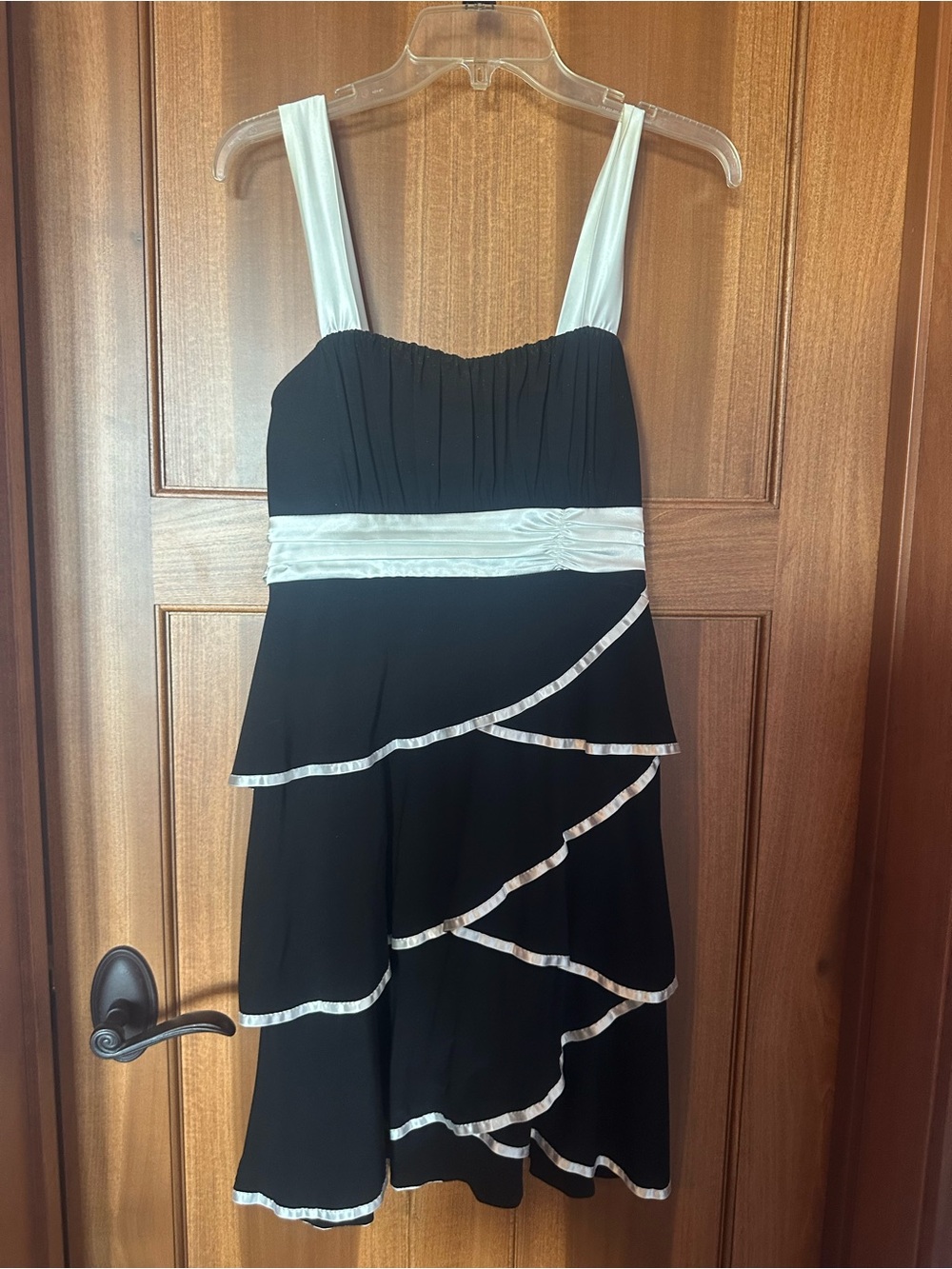 Taboo Black Dress with White Straps and Trim